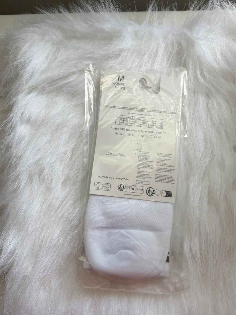 ALO Yoga White & Black Logo Crew Socks